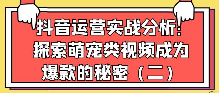 抖音运营实战分析：探索萌宠类视频成为爆款的秘密（二）