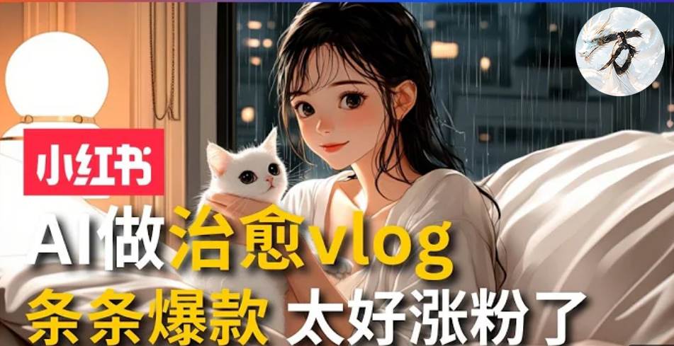 (11.1)AI治愈系vlog动画视频，小红书1个月轻松涨粉破万，商单报价1500+日入2000+